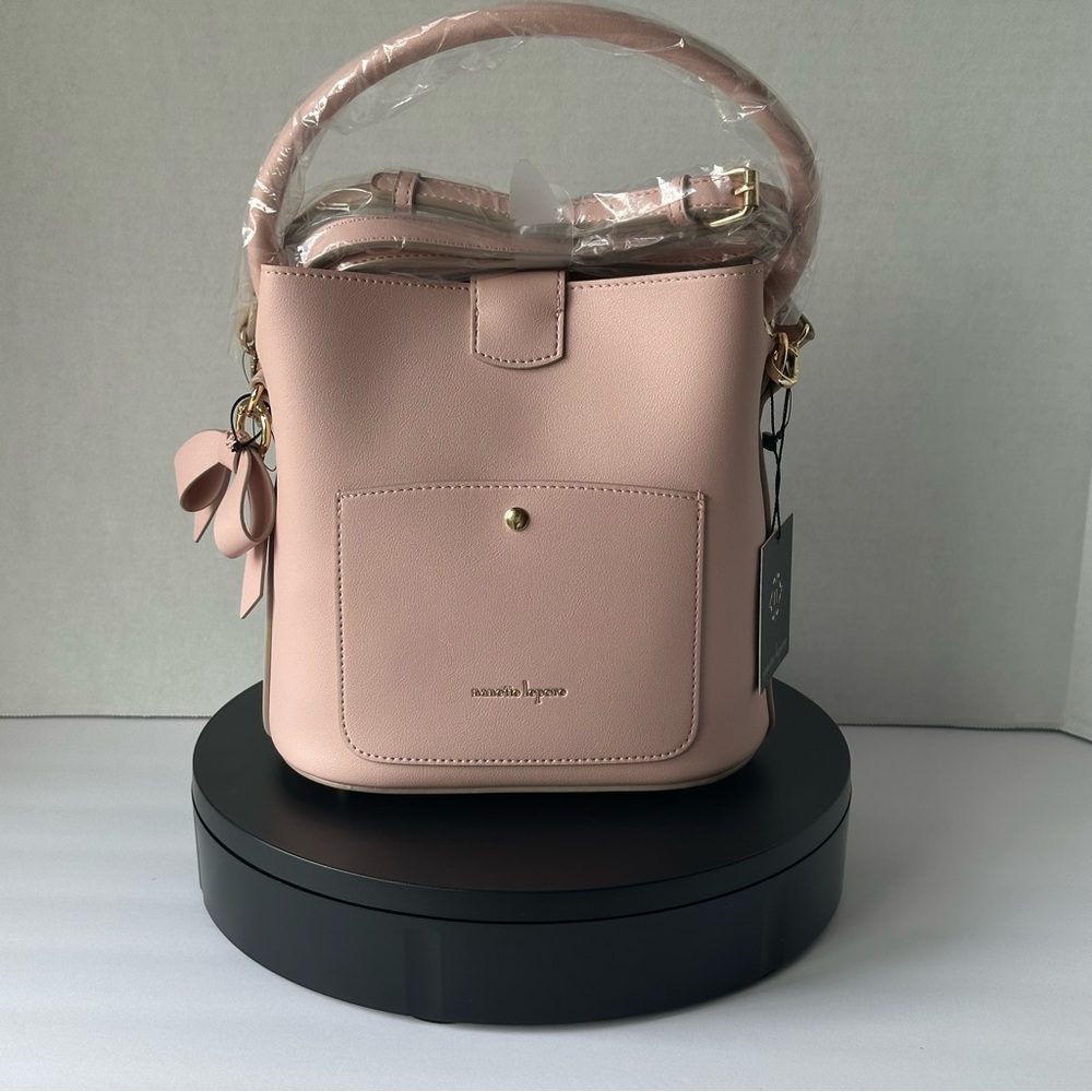New Nanette Lepore Convertible Bucket Bag Rose Quartz